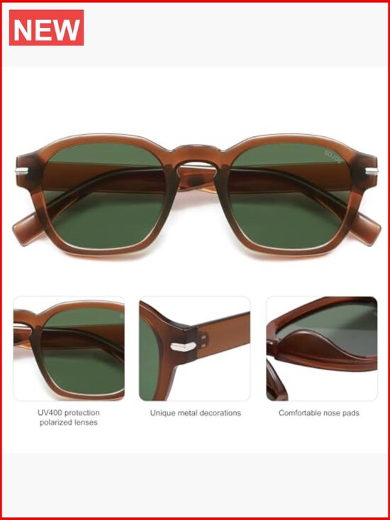 Vintage Retro Square Polarized Sunglasses with UV400 Protection
